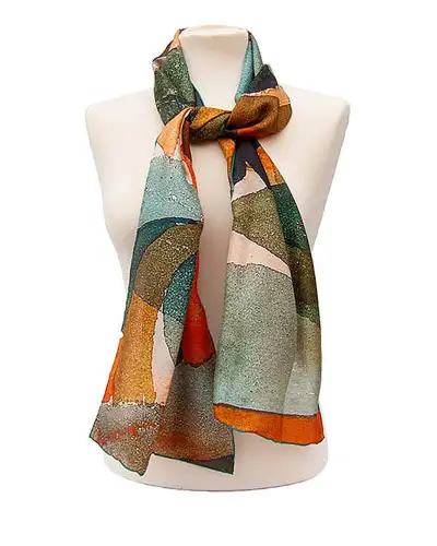Scarves Fox and Chave Paul Klee Coral Silk Habotai Scarf £42.00