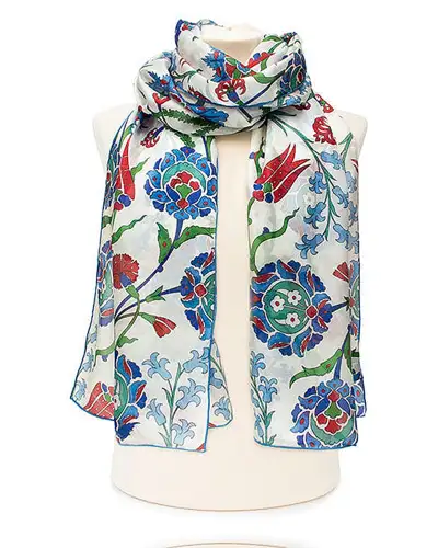 Scarves Fox and Chave Iznik Flowers Silk Habotai Scarf £50.00