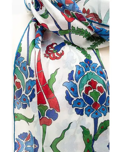 Scarves Fox and Chave Iznik Flowers Silk Habotai Scarf £50.00
