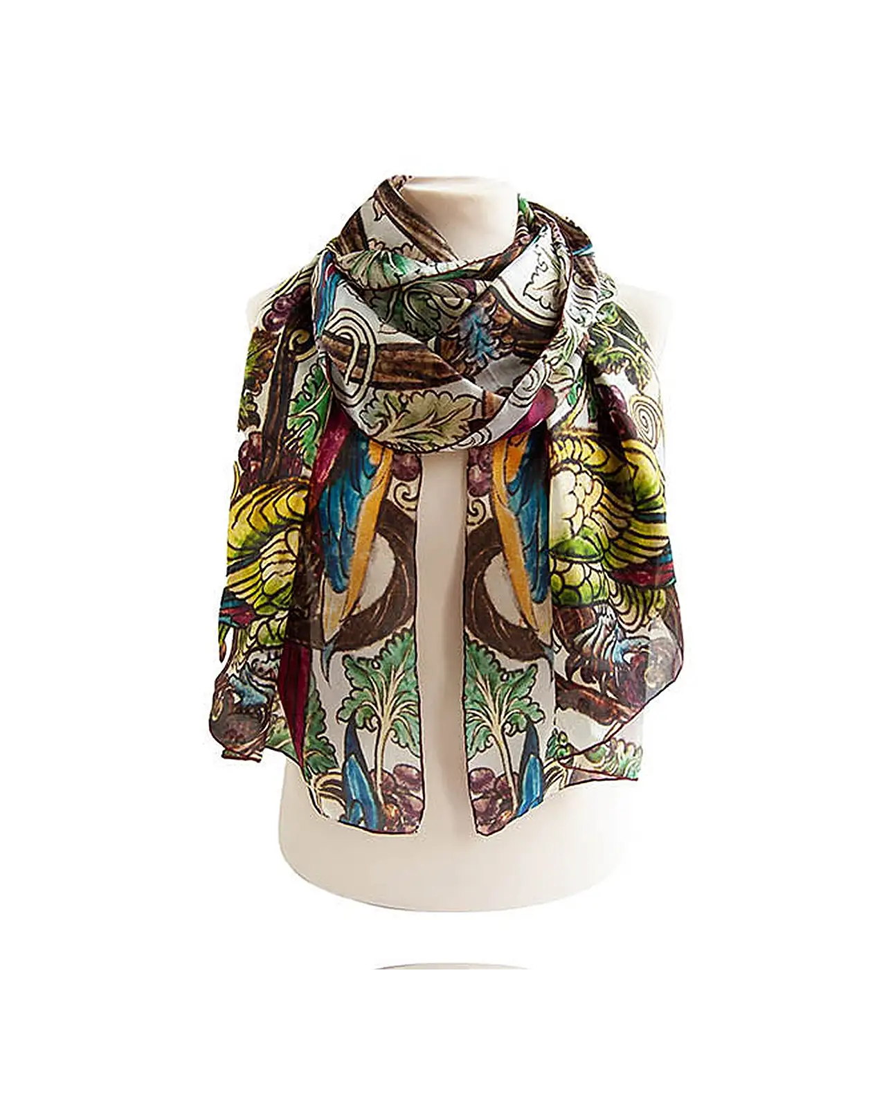 Scarves Fox and Chave De Morgan Parrots Silk Habotai Scarf £50.00