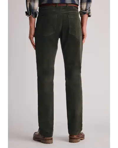 Corduroy Trousers Brook Taverner Tailored Fit Lewis Dark Olive Corduroy Stretch Cotton 5 Pocket Trousers £54.00