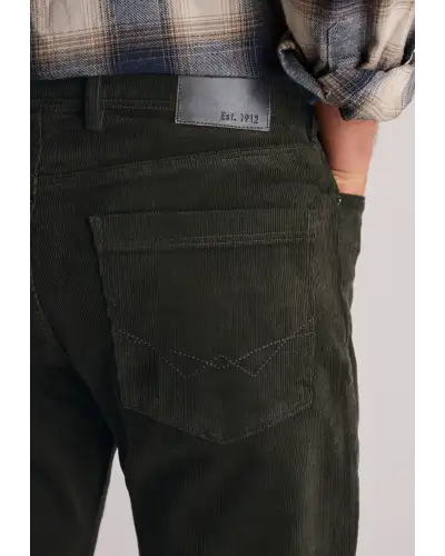 Corduroy Trousers Brook Taverner Tailored Fit Lewis Dark Olive Corduroy Stretch Cotton 5 Pocket Trousers £54.00