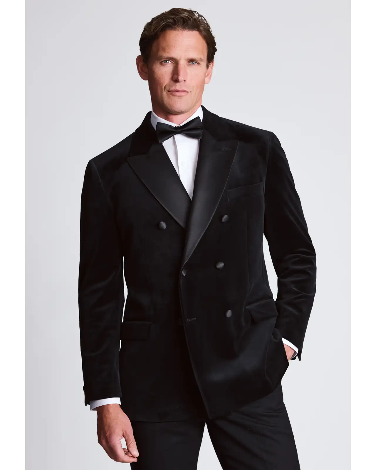Evening Jackets Brook Taverner Tailored Fit Pensford Black Velvet Double Breasted Jacket £134.00