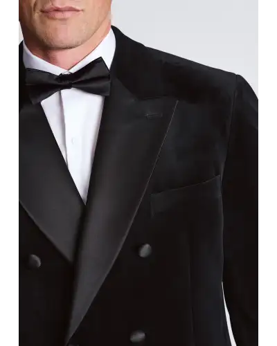 Evening Jackets Brook Taverner Tailored Fit Pensford Black Velvet Double Breasted Jacket £134.00