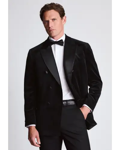 Evening Jackets Brook Taverner Tailored Fit Pensford Black Velvet Double Breasted Jacket £134.00