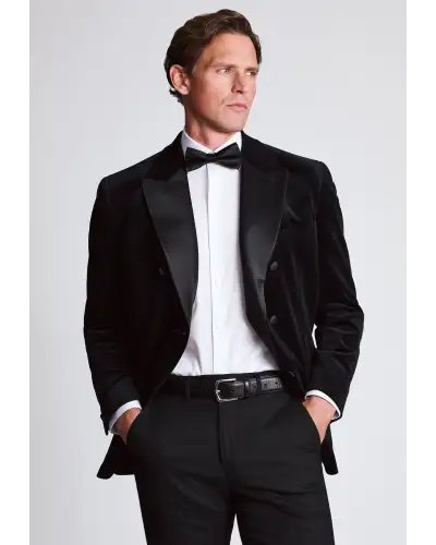 Evening Jackets Brook Taverner Tailored Fit Pensford Black Velvet Double Breasted Jacket £134.00