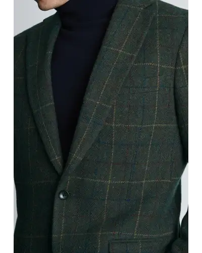 Jackets Brook Taverner Tailored Fit Avon Olive Wool Blend Check Jacket £116.00