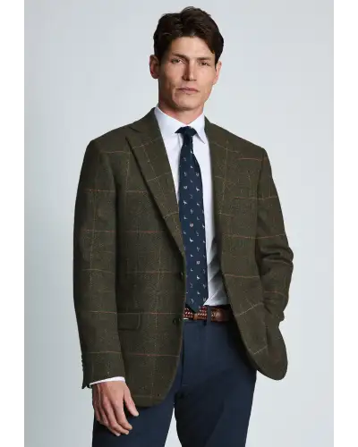 Jackets Brook Taverner Tailored Fit Axebridge Olive Wool Blend Herringbone Check Jacket £116.00