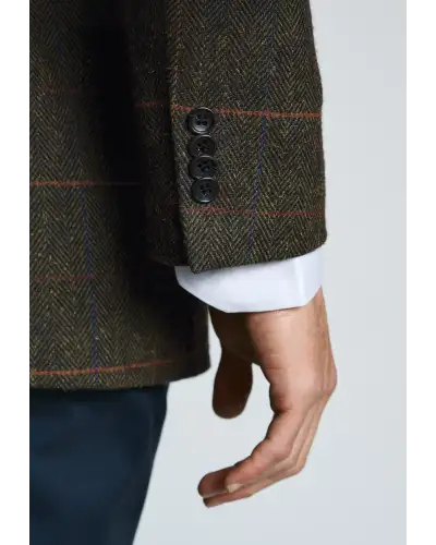 Jackets Brook Taverner Tailored Fit Axebridge Olive Wool Blend Herringbone Check Jacket £116.00