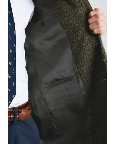 Jackets Brook Taverner Tailored Fit Axebridge Olive Wool Blend Herringbone Check Jacket £116.00