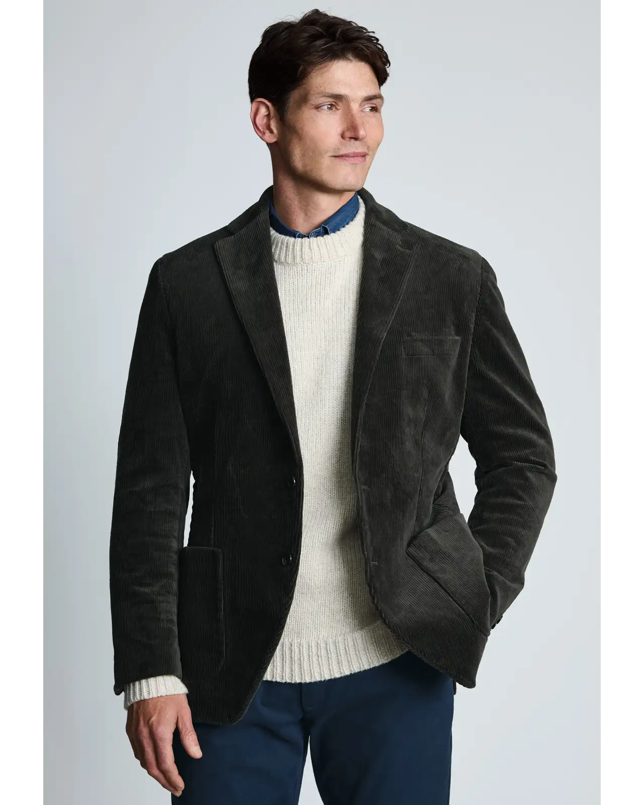Jackets Brook Taverner Tailored Fit Kenny Khaki Corduroy Stretch Cotton Jacket £116.00