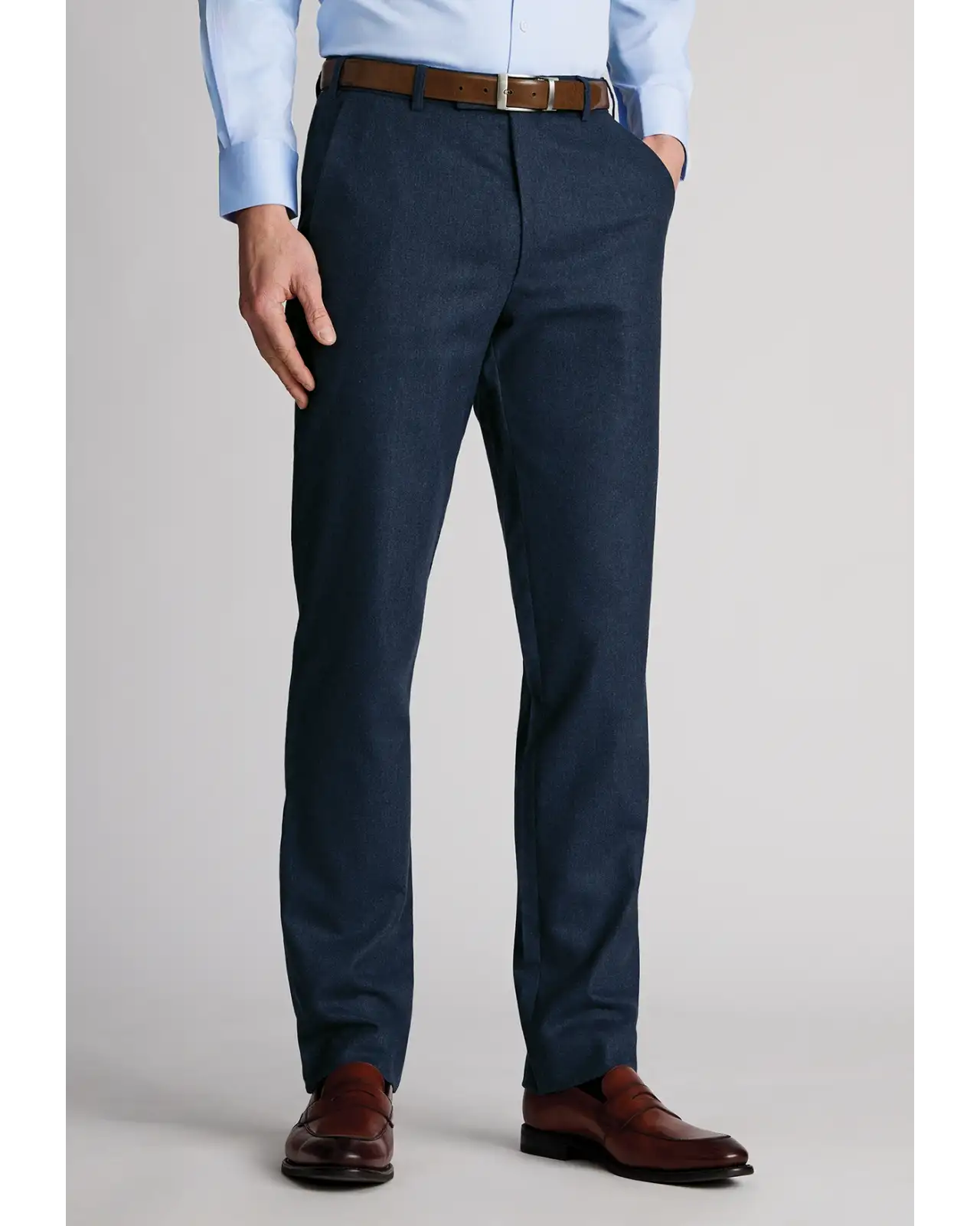 Trousers Brook Taverner Tailored Fit Kelston Blue Italian Wool Blend Donegal Suit Trousers £72.00