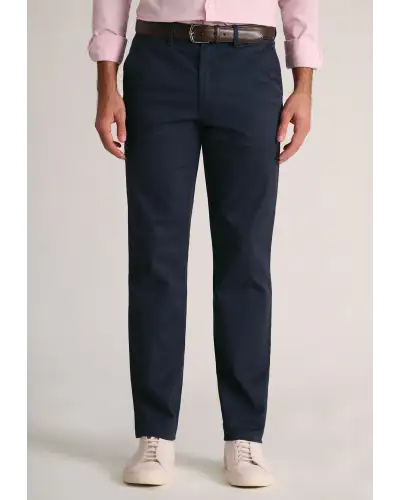 Fit Trousers Brook Taverner Tailored Fit Leo Navy Stretch Cotton Chinos £45.00