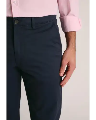 Fit Trousers Brook Taverner Tailored Fit Leo Navy Stretch Cotton Chinos £45.00