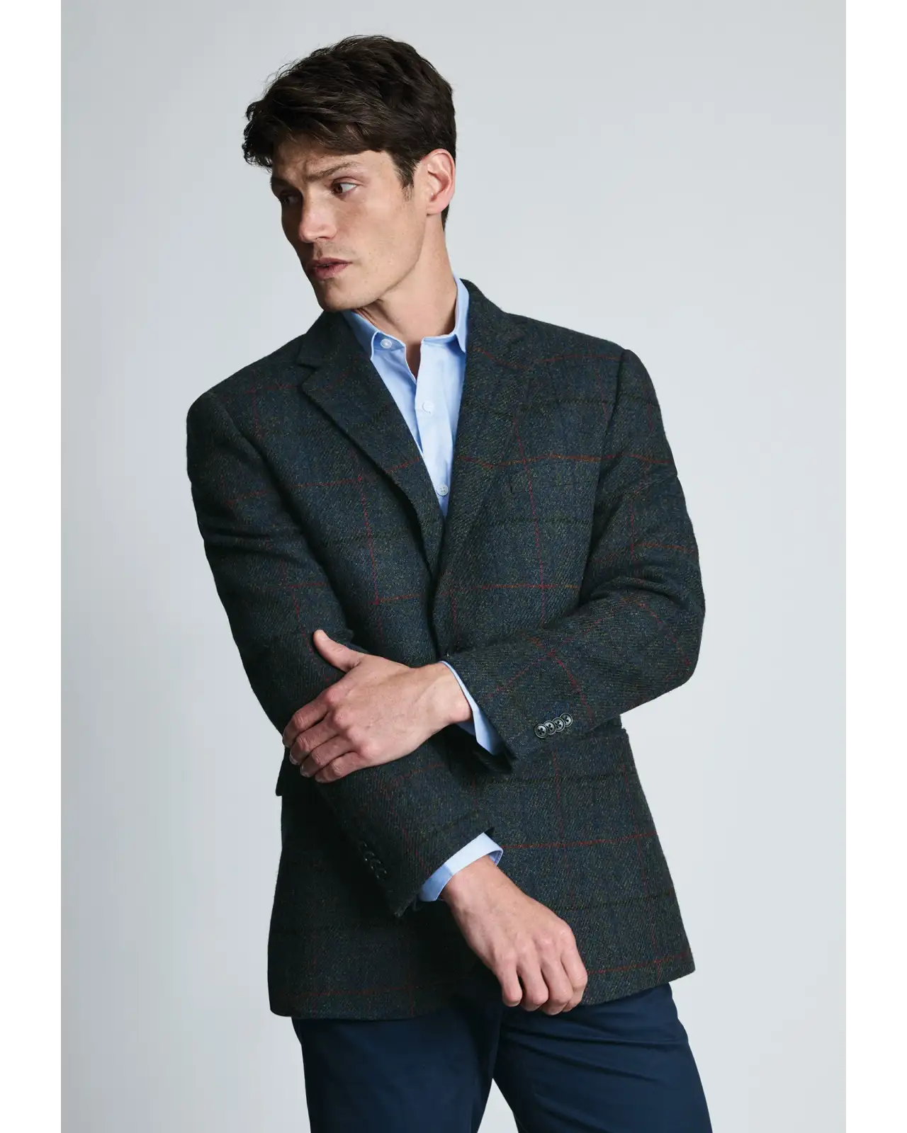 Harris Tweed Jackets Brook Taverner Tailored Fit Ayr Navy Check Harris Tweed Jacket £296.00