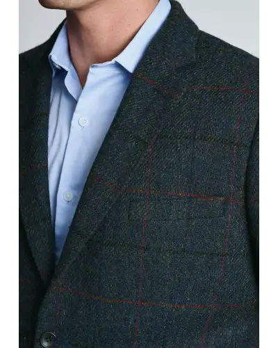 Harris Tweed Jackets Brook Taverner Tailored Fit Ayr Navy Check Harris Tweed Jacket £296.00