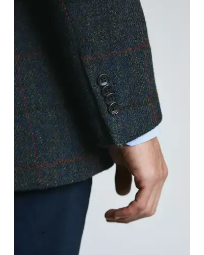 Harris Tweed Jackets Brook Taverner Tailored Fit Ayr Navy Check Harris Tweed Jacket £296.00