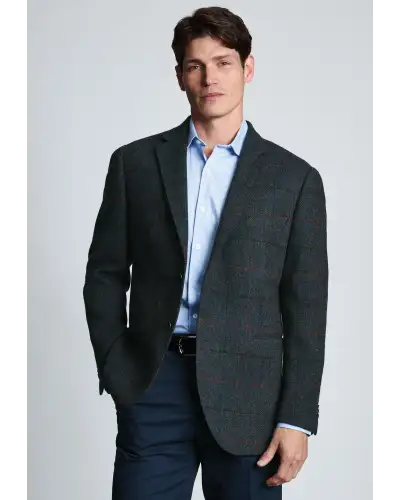 Harris Tweed Jackets Brook Taverner Tailored Fit Ayr Navy Check Harris Tweed Jacket £296.00