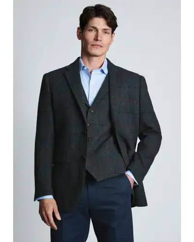 Harris Tweed Jackets Brook Taverner Tailored Fit Ayr Navy Check Harris Tweed Jacket £296.00