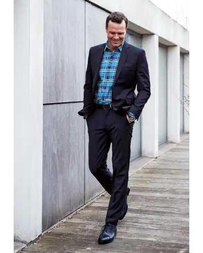 Trousers Brook Taverner Tailored Fit Cassino Navy Washable Suit Trousers £63.00