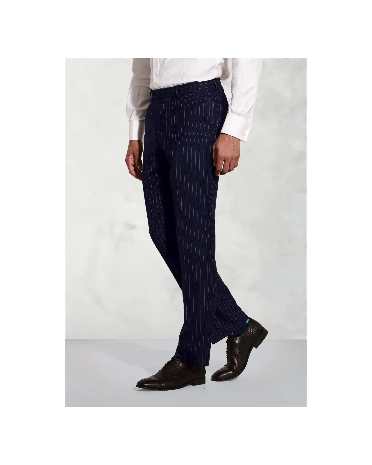 Trousers Brook Taverner Regular Fit Epsom Navy Pinstripe Wool Suit Trousers £72.00