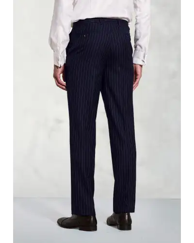 Trousers Brook Taverner Regular Fit Epsom Navy Pinstripe Wool Suit Trousers £72.00