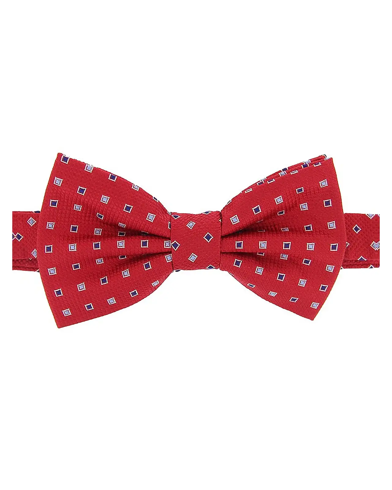 Pre-Tied Bow Ties Soprano Ties Soprano Red Woven Silk Bow Tie With Neat Navy And Silver Squares £21.00