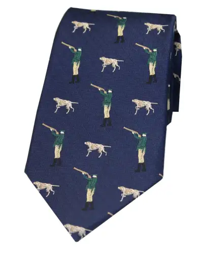 Silk Ties Soprano Ties Soprano Navy Hunter And Pointer Dog Country Silk Tie £24.00