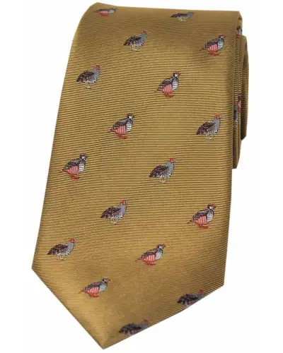 Silk Ties Soprano Ties Soprano Grouse And Partridge On Mustard Ground Country Silk Tie £24.00
