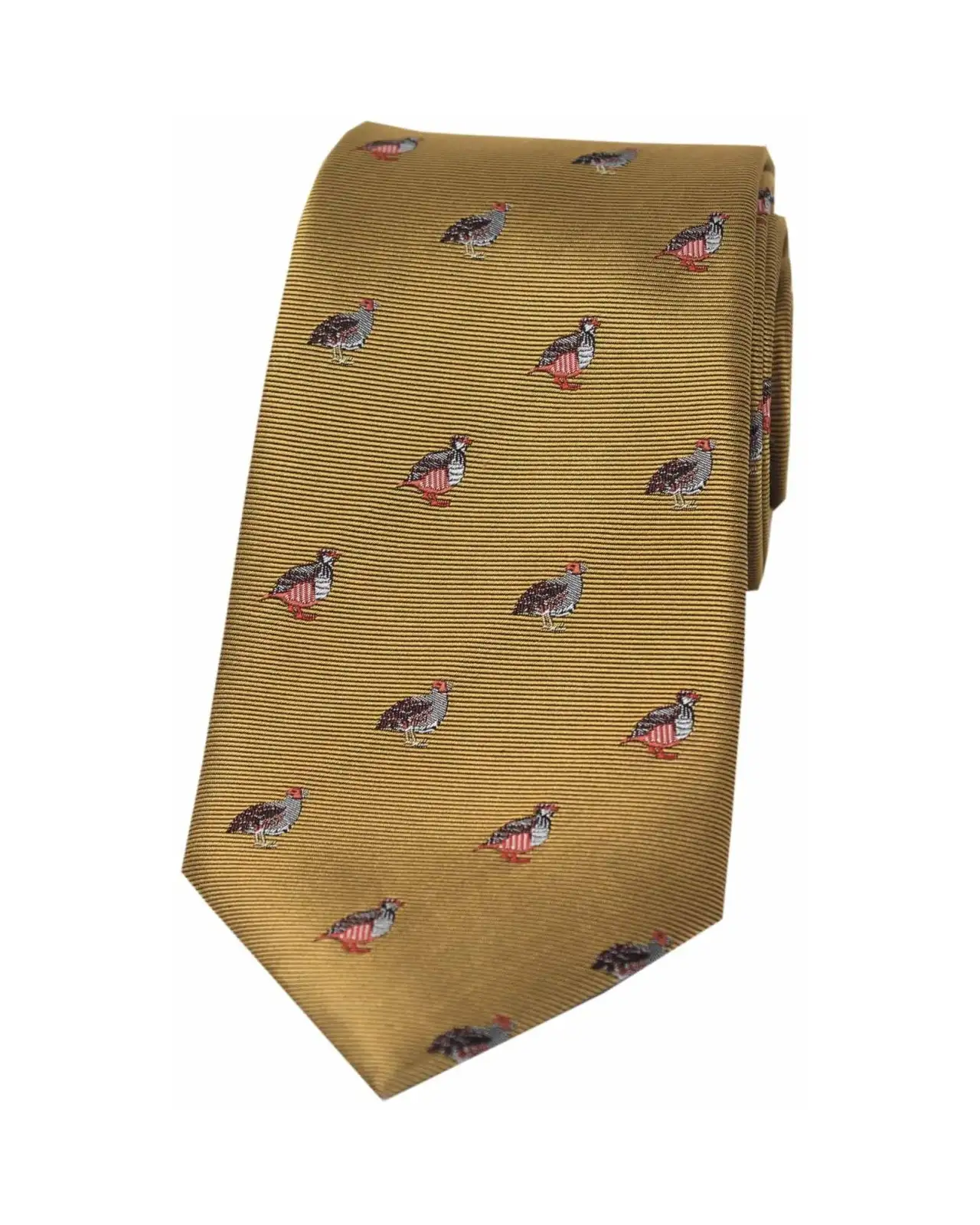 Silk Ties Soprano Ties Soprano Grouse And Partridge On Mustard Ground Country Silk Tie £24.00