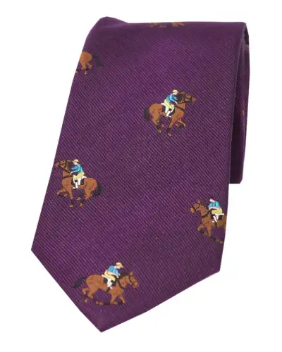 Silk Ties Soprano Ties Soprano Jockeys And Horses On Purple Ground Silk Tie £24.00