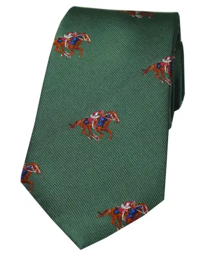 Silk Ties Soprano Ties Soprano Jockeys And Horses On Green Ground Woven Silk Tie £24.00