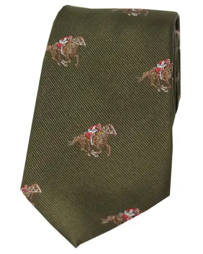 Silk Ties Soprano Ties Soprano Jockeys And Horses On Green Ground Country Silk Tie £24.00