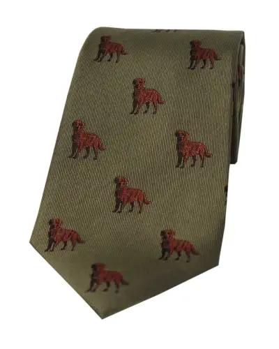 Silk Ties Soprano Ties Soprano Chocolate Labs On Green Ground Country Silk Tie £26.00