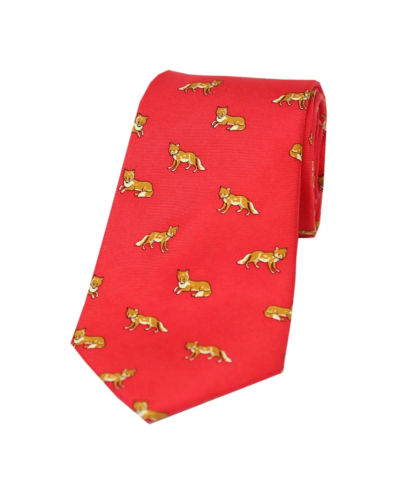 Silk Ties Soprano Ties Soprano Foxes On Red Ground Country Silk Tie £18.00
