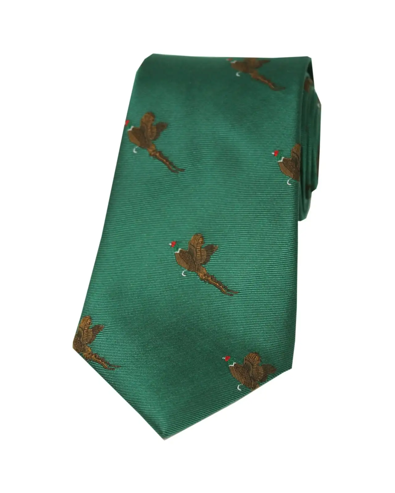 Silk Ties Soprano Ties Soprano Flying Pheasants On Green Ground Country Silk Tie £24.00