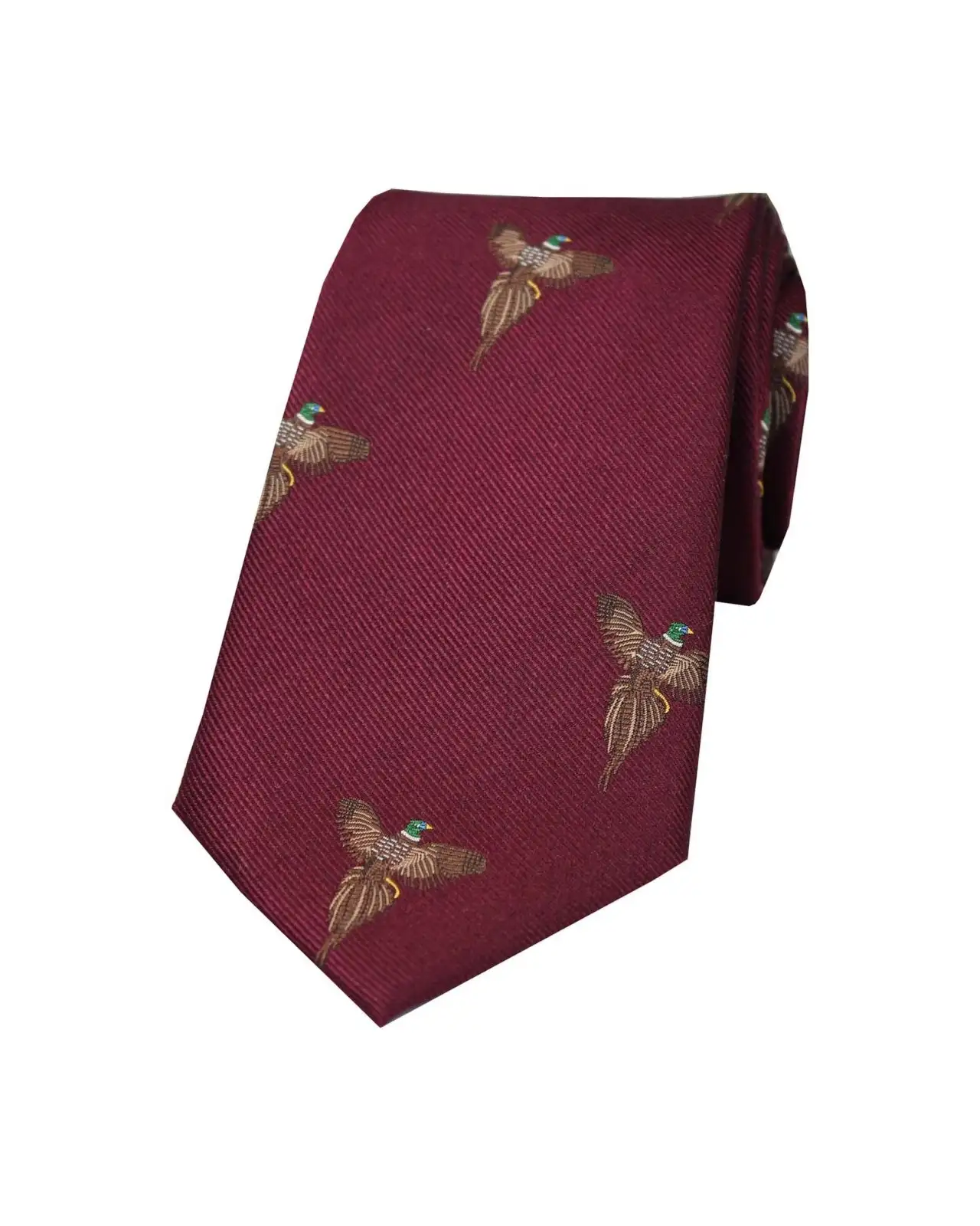 Silk Ties Soprano Ties Soprano Flying Pheasants On Wine Ground Country Silk Tie-ST-WC742 £24.00
