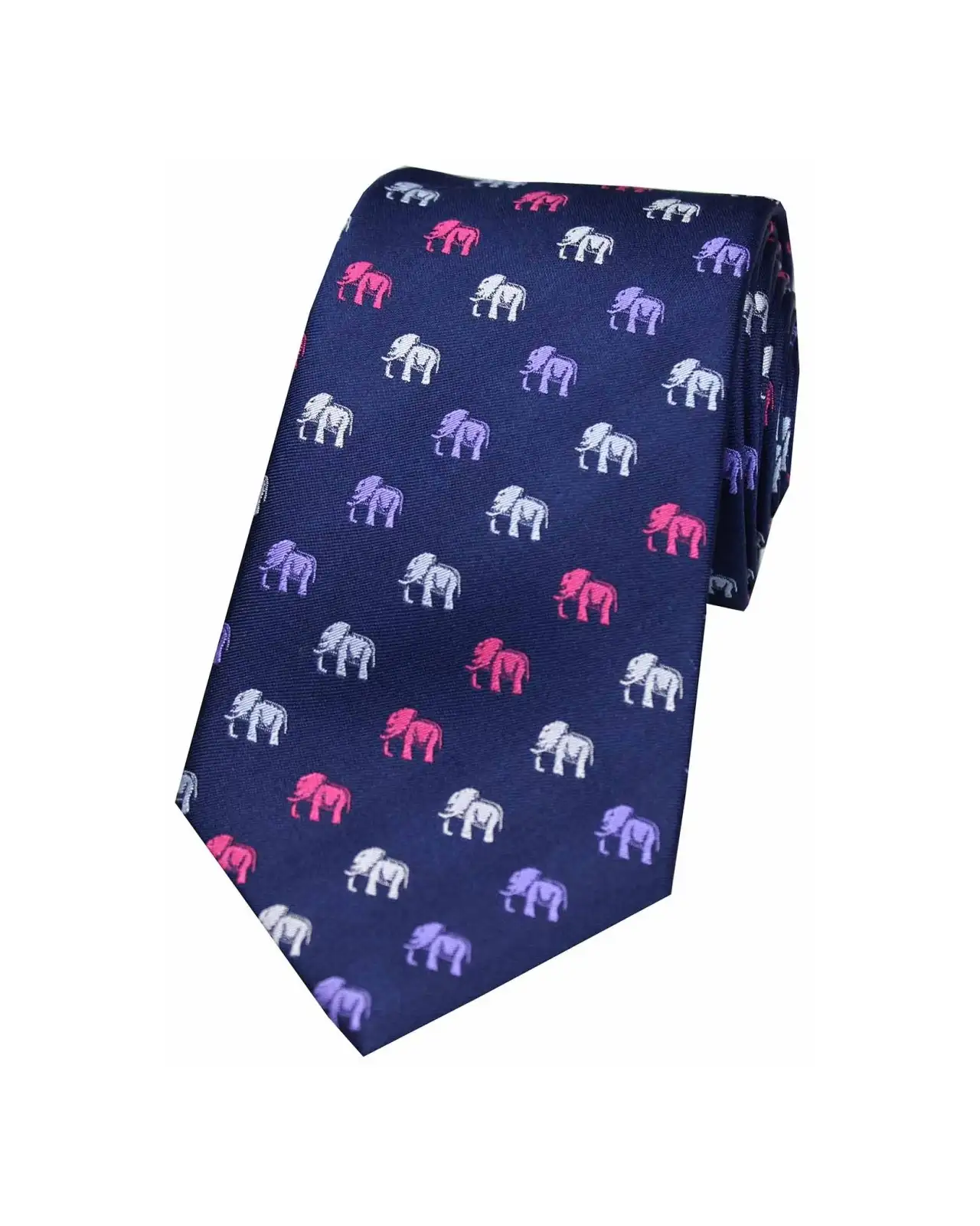 Silk Ties Soprano Ties Soprano Multicoloured Elephants On Navy Ground Country Silk Tie £24.00