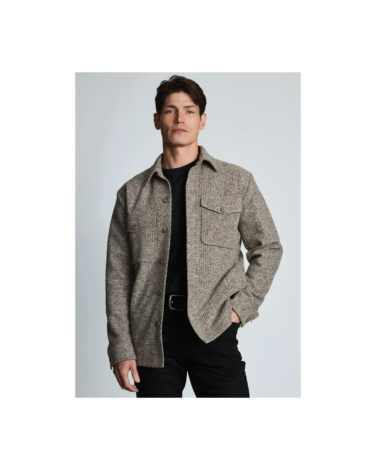 Overshirts Brook Taverner Brockley Taupe Prince Of Wales Check Overshirt £89.00