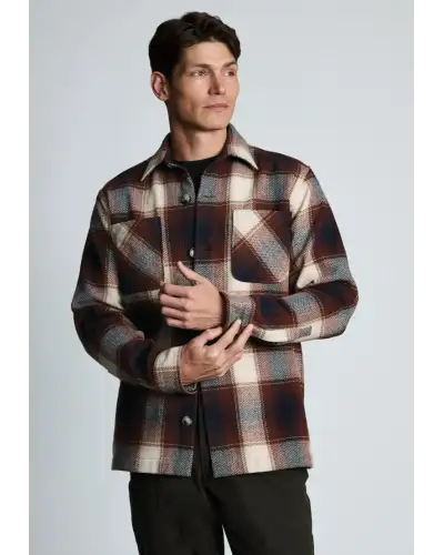 Overshirts Brook Taverner Milverton Rust And Ecru Herringbone Check Overshirt £89.00