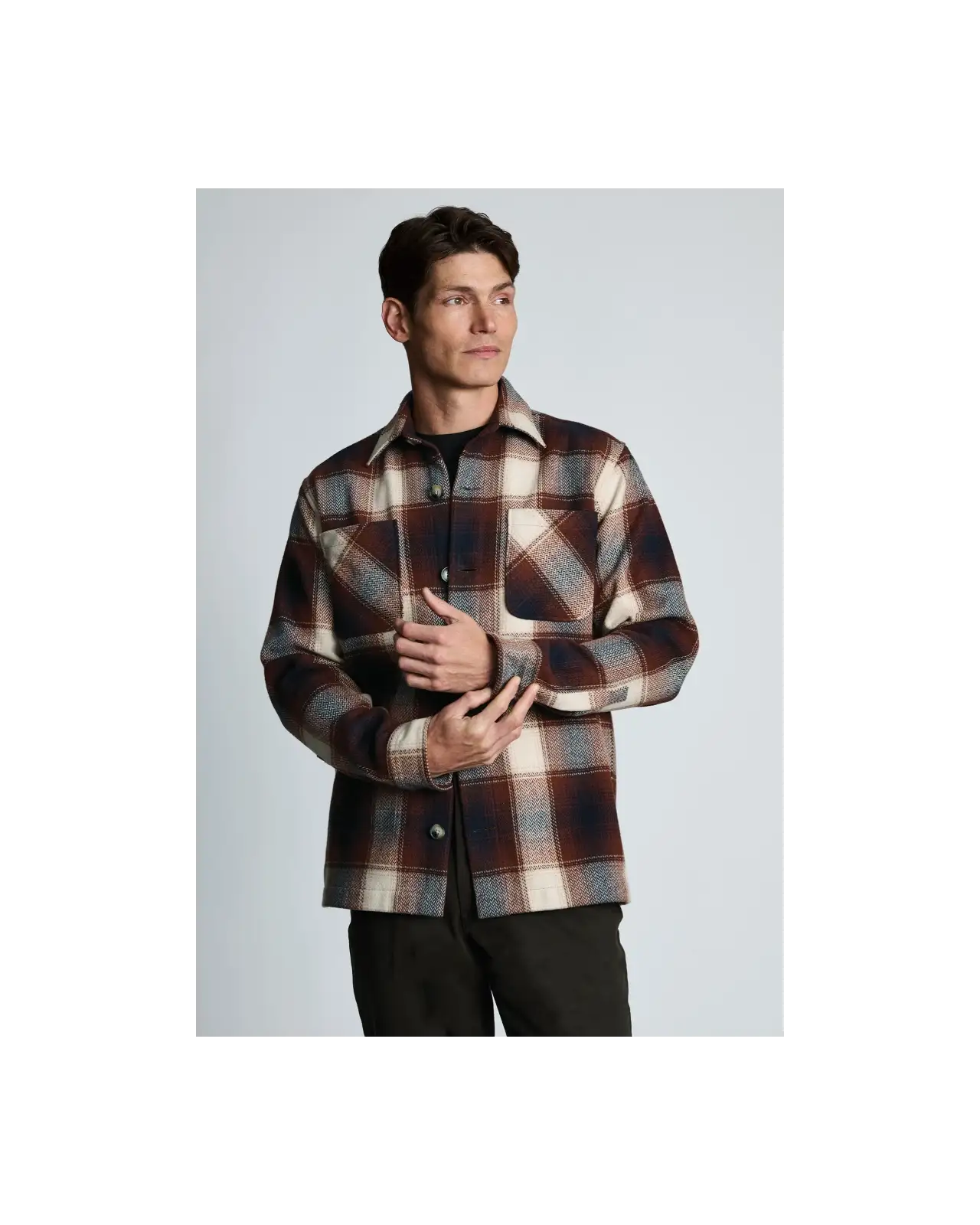 Overshirts Brook Taverner Milverton Rust And Ecru Herringbone Check Overshirt £89.00