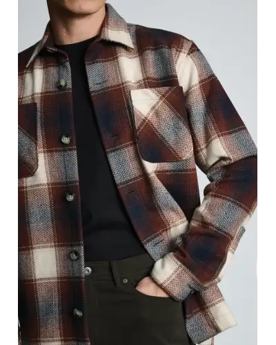 Overshirts Brook Taverner Milverton Rust And Ecru Herringbone Check Overshirt £89.00