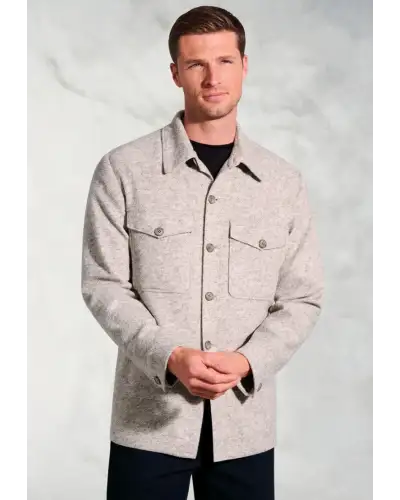 Overshirts Brook Taverner Hemmingway Ecru Textured Overshirt £89.00