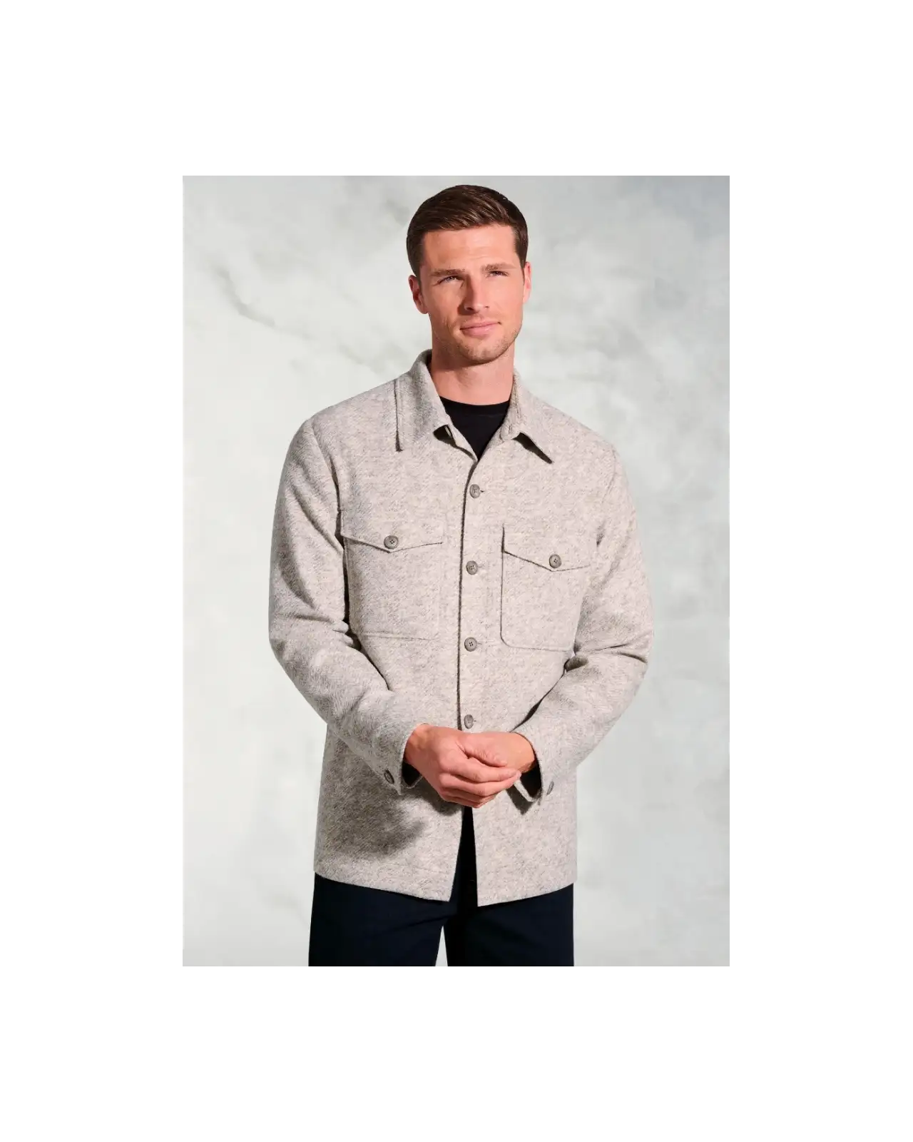 Overshirts Brook Taverner Hemmingway Ecru Textured Overshirt £89.00