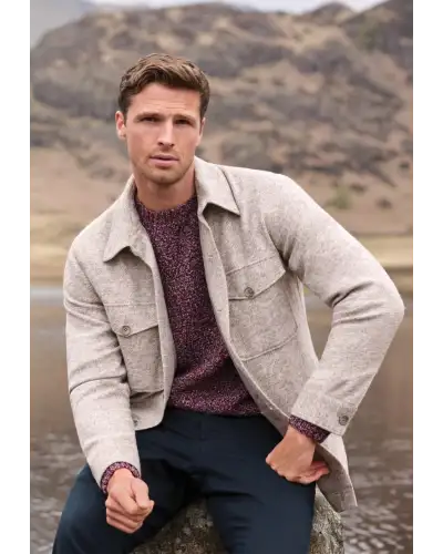 Overshirts Brook Taverner Hemmingway Ecru Textured Overshirt £89.00