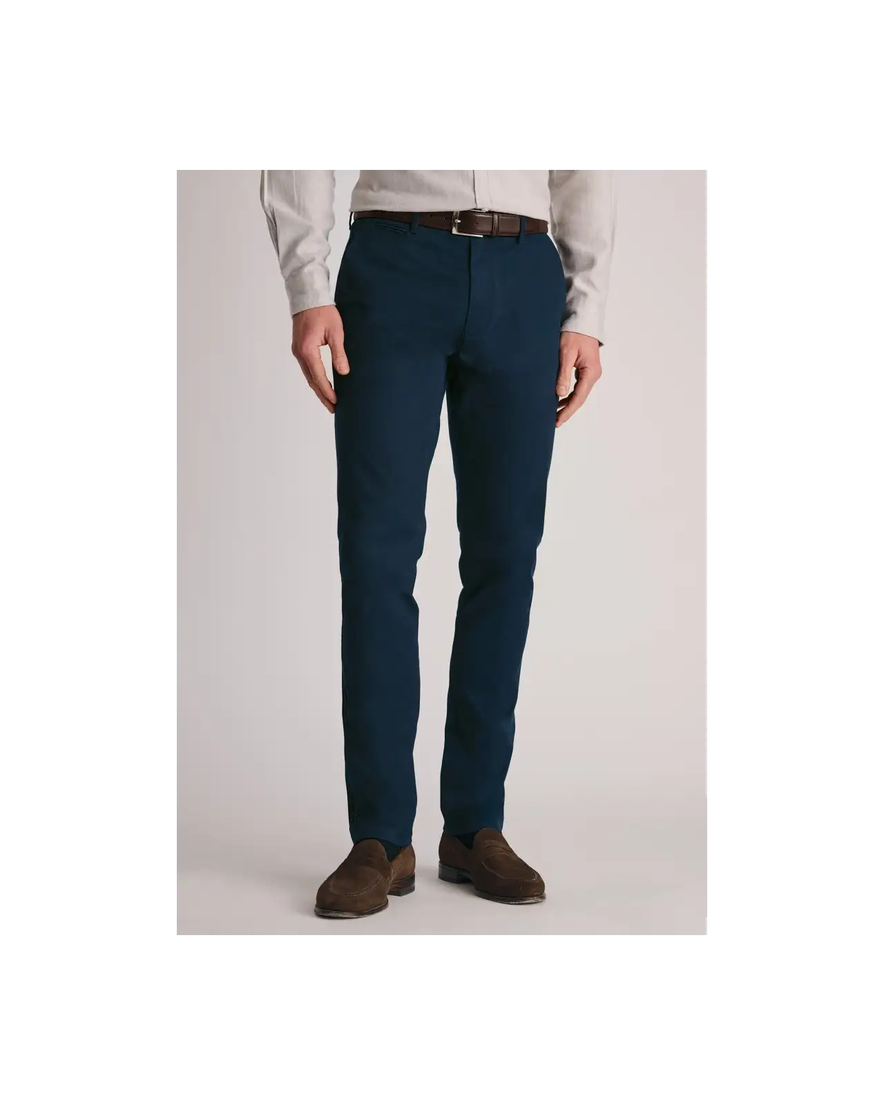 Trousers Brook Taverner Regular Fit Kingswood Dark Blue Textured Stretch Cotton Trousers £54.00