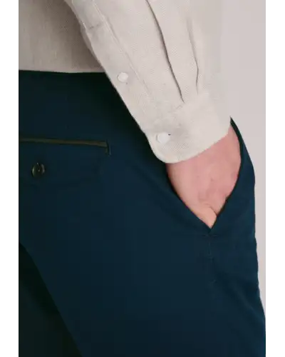 Trousers Brook Taverner Regular Fit Kingswood Dark Blue Textured Stretch Cotton Trousers £54.00
