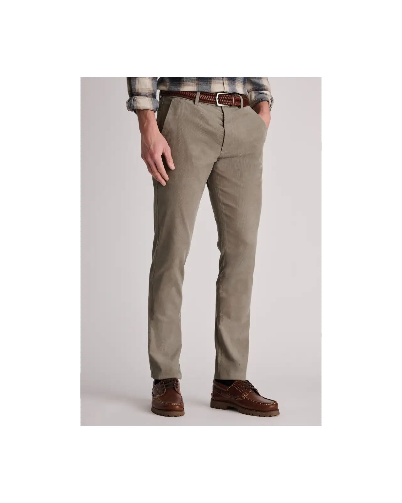 Trousers Brook Taverner Tailored Fit Holford Stone Needlecord Stretch Cotton Trousers £54.00