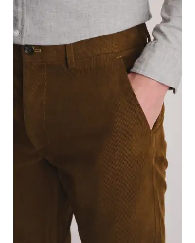 Trousers Brook Taverner Tailored Fit Holford Rust Needlecord Stretch Cotton Trousers £54.00