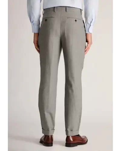 Fit Trousers Brook Taverner Tapered Fit Mcilroy Taupe Pleat Front Turn Up Wool Trousers £80.00